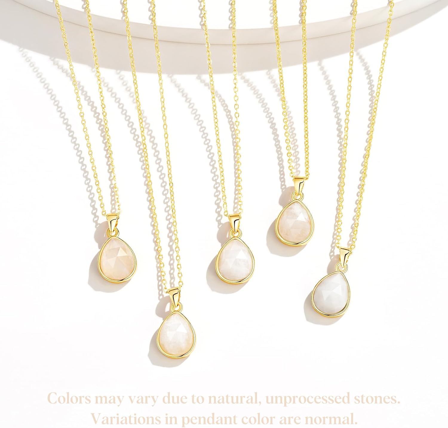 KissYan Gemstone Necklace for Women, 14K Gold Plated Crystal Teardrop Pendant Choker Natural Healing Stone Jewelry Gift - Image 7