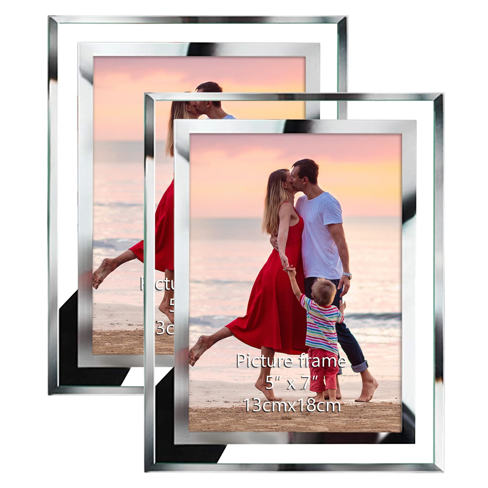 Giftgarden 7 x 5 Glass Photo Frame Portrait Picture Landscape Frames set of 2