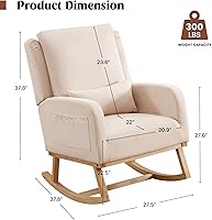 Vista 2 de HCHAIRH Mecedora para cuarto de bebé, sillas mecedoras para lactancia con cojín lumbar, cómodas mecedoras modernas con respaldo alto para cuarto