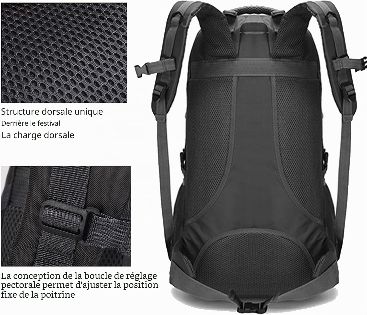 Sac a dos randonnee 60L sacs à dos de randonnée femme homme Sac à dos de randonnée/de voyage pour le camping, l'escalade, le ski et le cyclisme