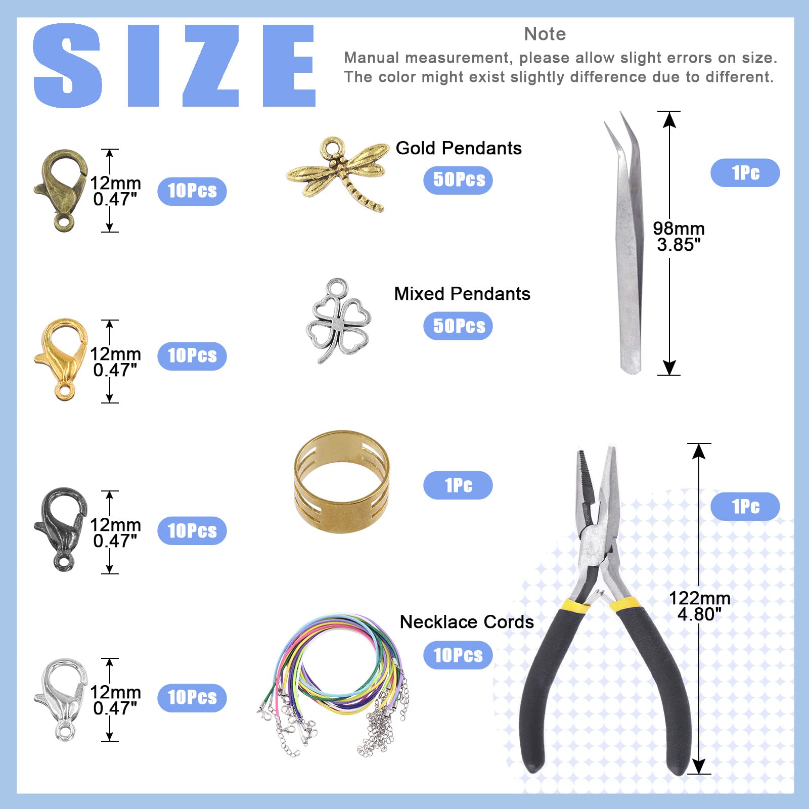 Glarks 1413Pcs Open Jump Rings and Lobster Clasps Kit Jewelry Making Supplies Jewelry Repair Tools Kit Jewelry Finding Kit with Jewelry Pliers and Waxed Necklace Cords for Jewelry Making