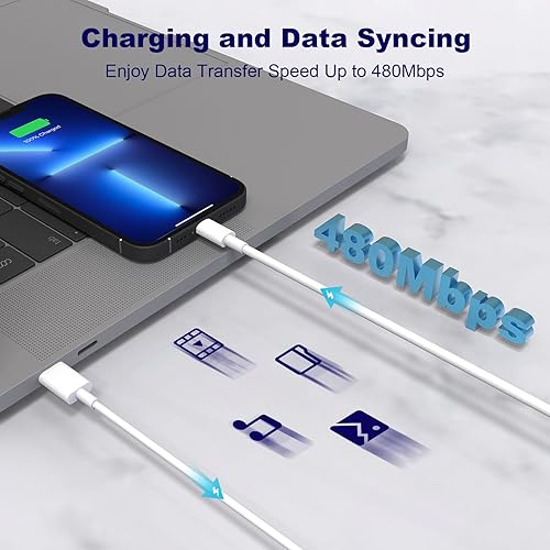 Miniatura 6 de Cargador de iPhone de carga rápida, paquete de 4 unidades PD 20 W USB C bloque de cargador de pared con 6 pies tipo C a Lightning de carga rápida