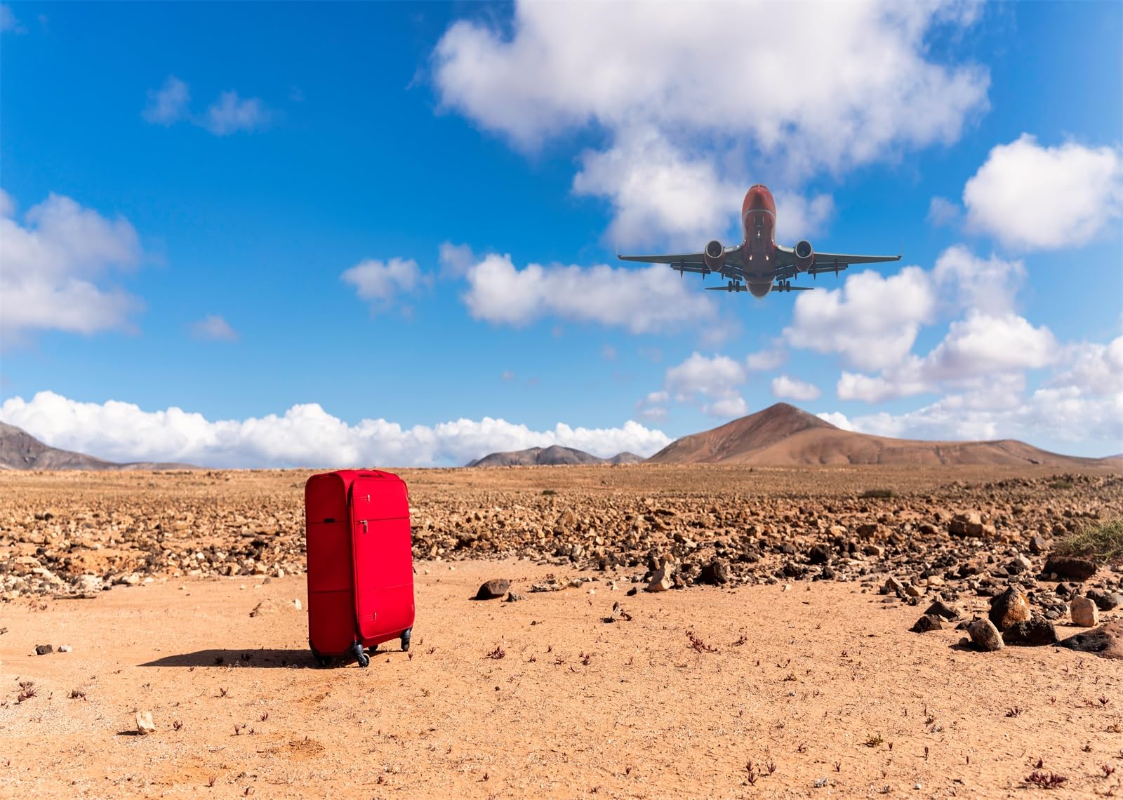 15x10FT (4.6x3m) Valigia Rossa Deserto E Aereo Sfondo Fotografico