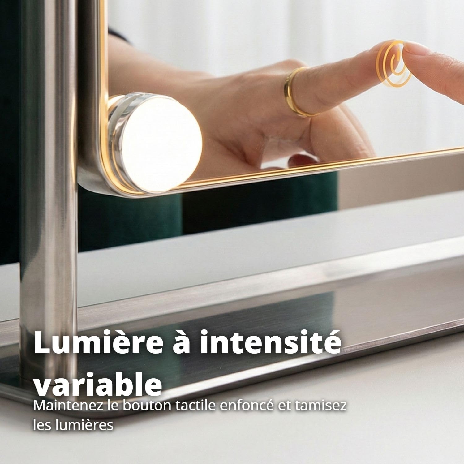 FLINQ Hollywood Miroir avec éclairage - Miroir de Table Rotatif à 360° pour Coiffeuse - Miroir cosmétique avec 3 Modes d'éclairage - 12 LED à intensité Variable - Miroir de Maquillage 38 x 46,2 cm