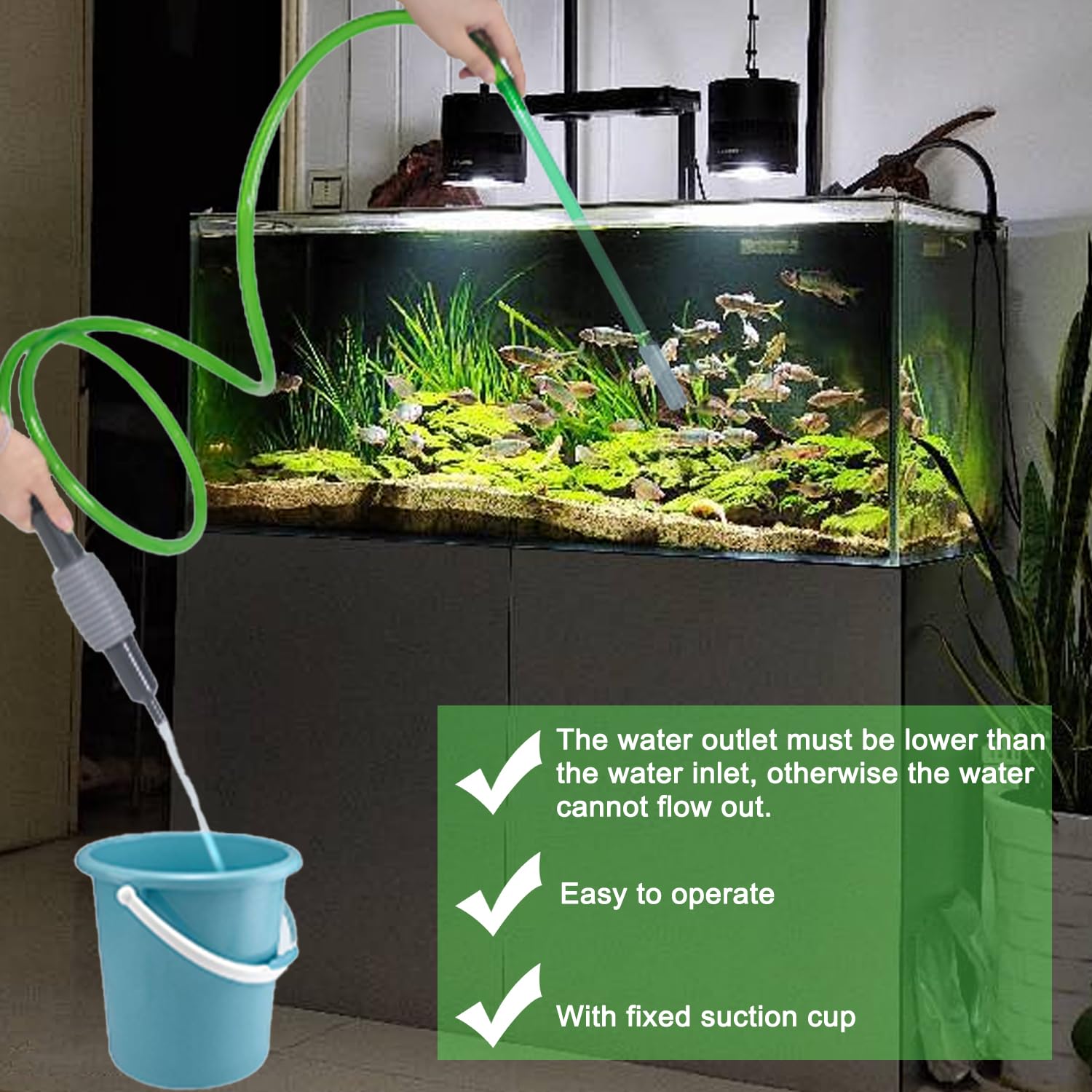 Cambiador de Agua para Acuarios, Limpiador de Acuario Cambio de Agua, Sifon Acuario limpiafondos, Sifonador Acuario para Cambio de Agua, Limpiafondos Sifonador Acuario para Cambios de