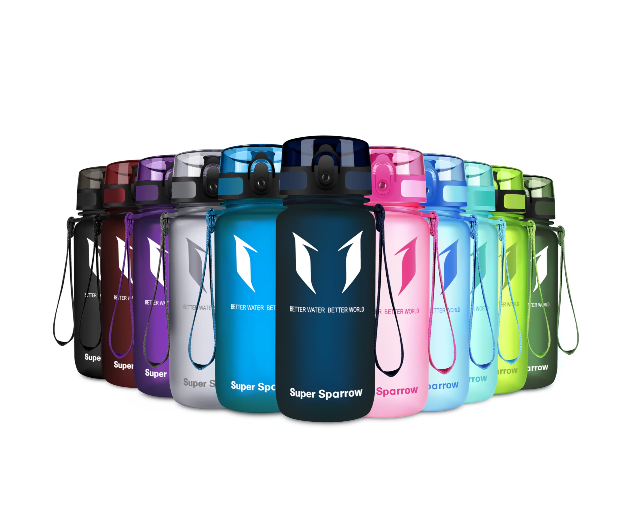 Super Sparrow Sports Water Bottle, 350ml, Non-Toxic BPA Free & Eco-Friendly Tritan Co-Polyester Plastic, for Running Gym