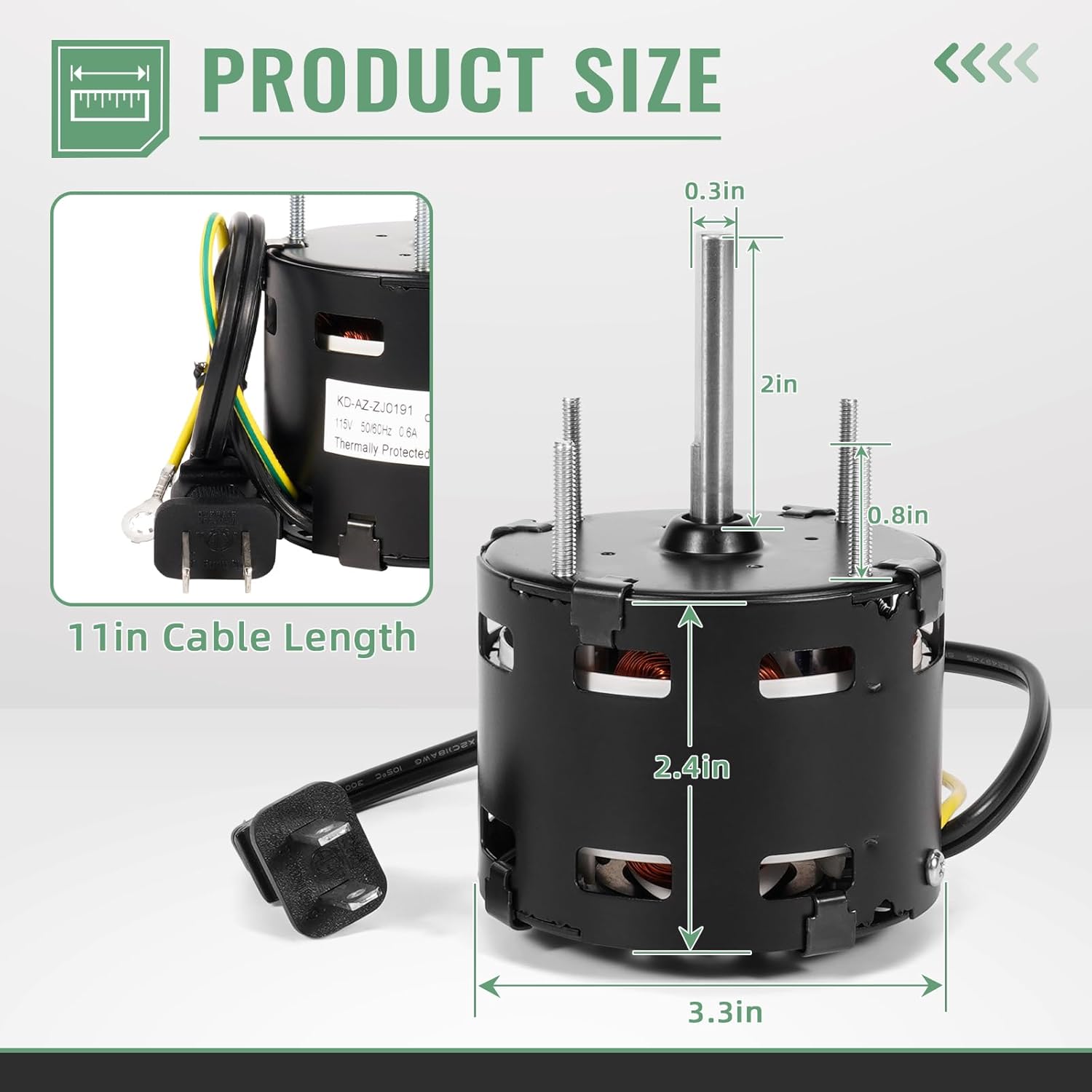 D1117 Blower Motor, Fit for Fasco Condenser Fan Motor, 1/65 HP, 1590 RPM, 3.3 Dia, 115V, D1117 Blower Fan Motor Compatible with Loren Cook 7163-7818, 615049, GC140