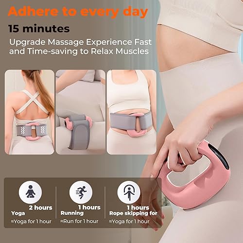 Miniatura 5 de Pistola de masaje muscular de percusión de tejido profundo con calor, intensidad y velocidad ajustables, súper silenciosa, recargable USB-C,