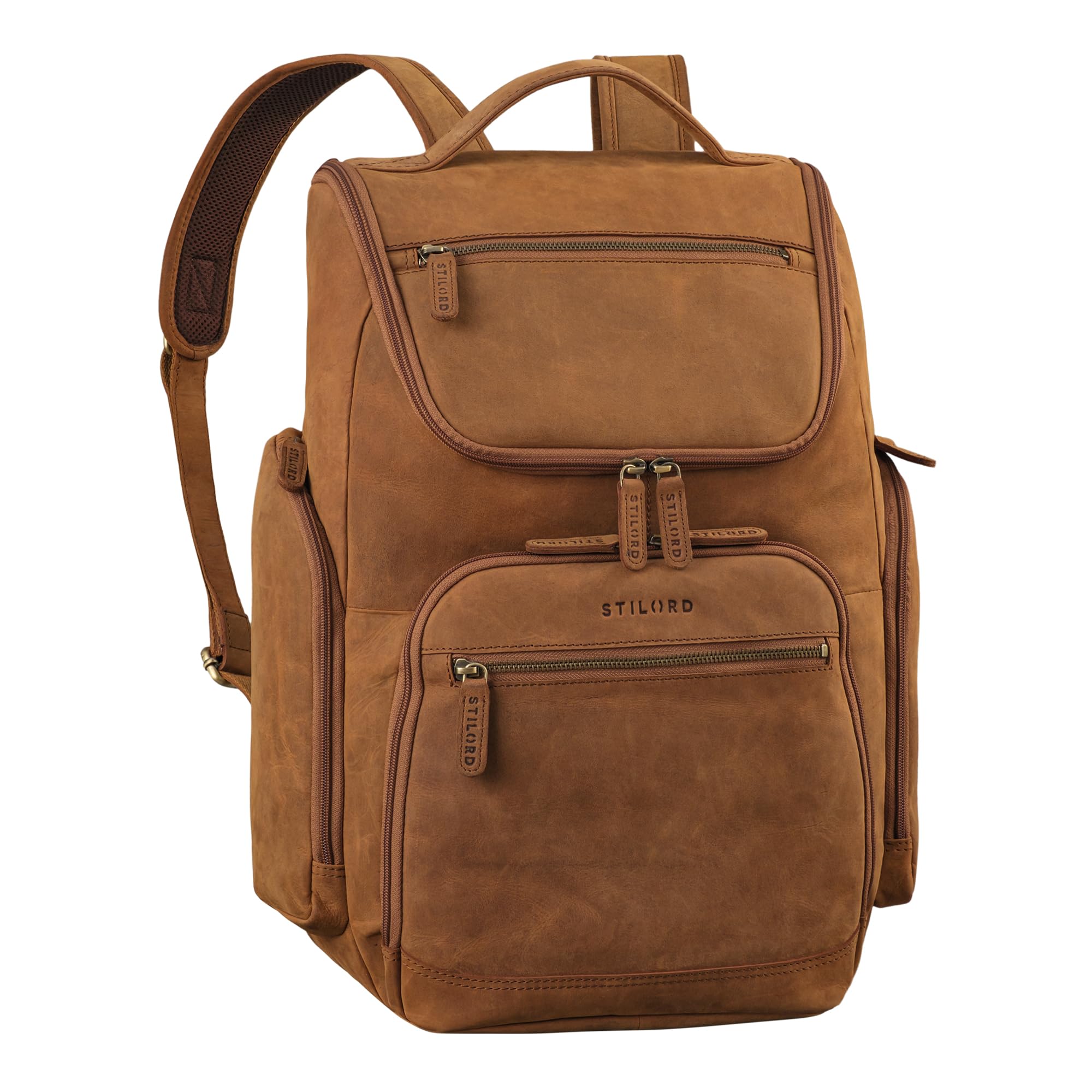 STILORD 'Reggie' XL Mochila Hombres Portatil 15-17 Pulgadas Cuero Hombre Macuto Transpirable Grande Bolso Bandolera Piel Vintage para Maleta y Viaje