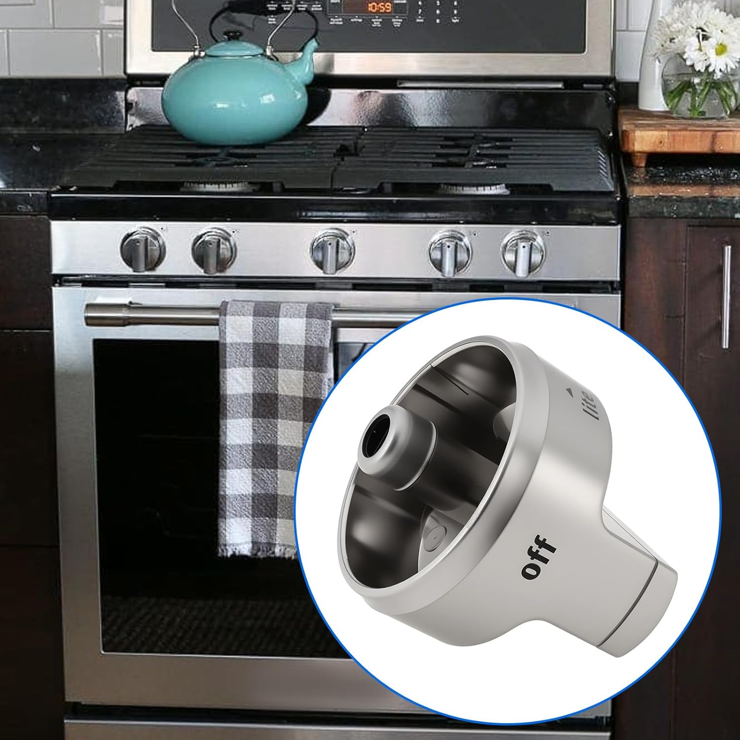 Create idea Range Burner Knob Replacement W11101439 4534467 Compatible with Maytag Whirlpool MGR6600FB0-MAC MGR6600FW0-MAC