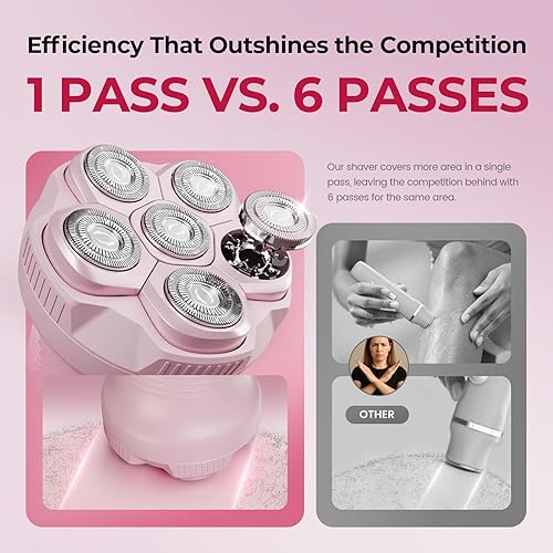 Miniatura 3 de PRITECH Maquinillas de afeitar eléctricas para piernas de mujer, afeitadora corporal fácil de limpiar, recortadora de bikini impermeable en húmedo y