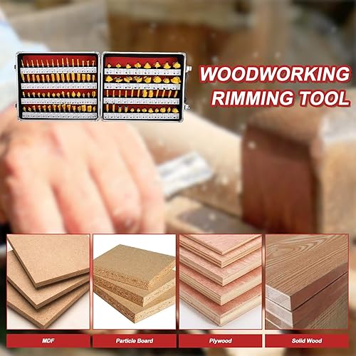 Miniatura 4 de KUNTEC Juego de brocas de carburo de tungsteno para carpintería con puntas de carburo de tungsteno de 100 piezas de 1/4"