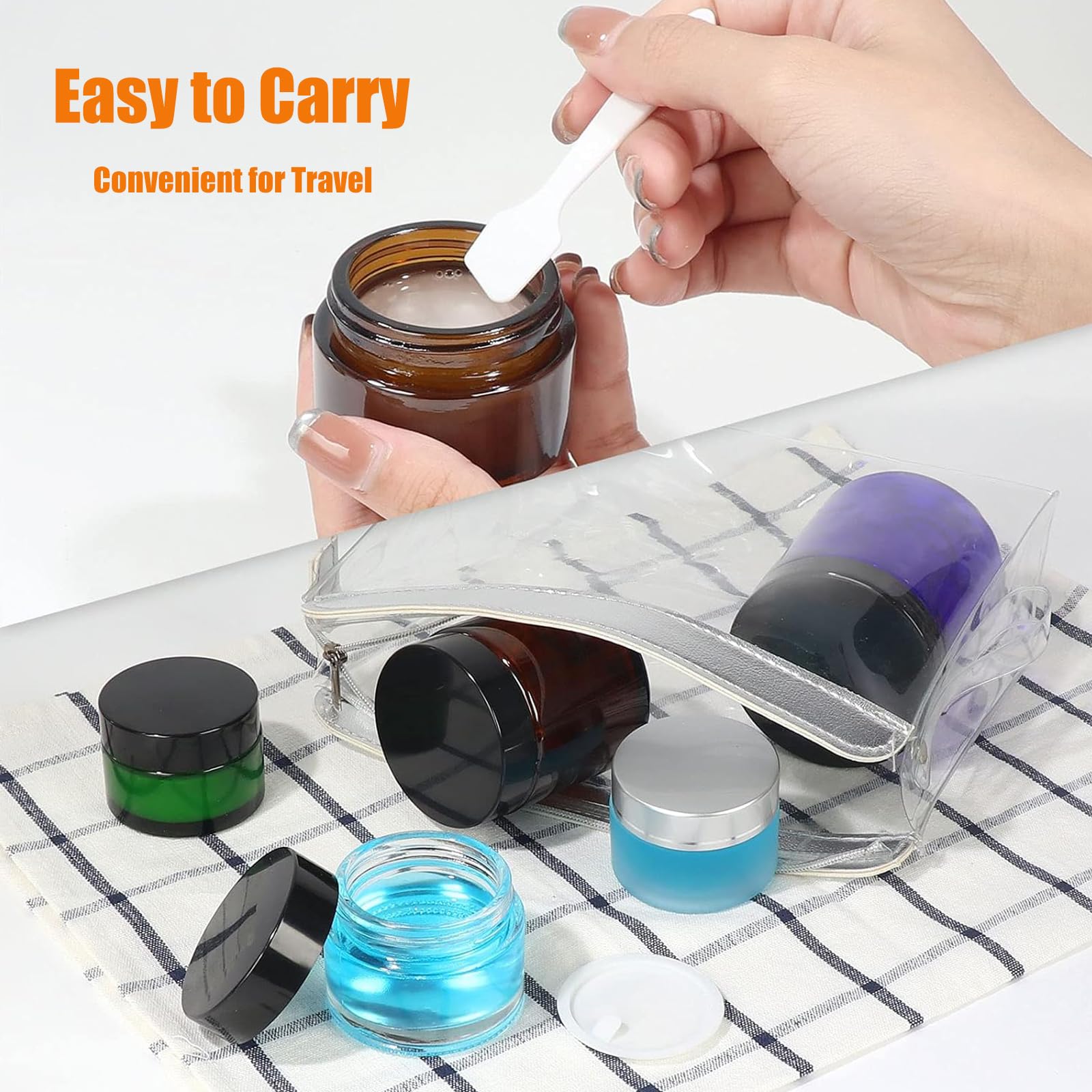 6 Vasetti In Vetro Ambrato Da 50ml - Per Creme, Cosmetici E Oli Essenziali