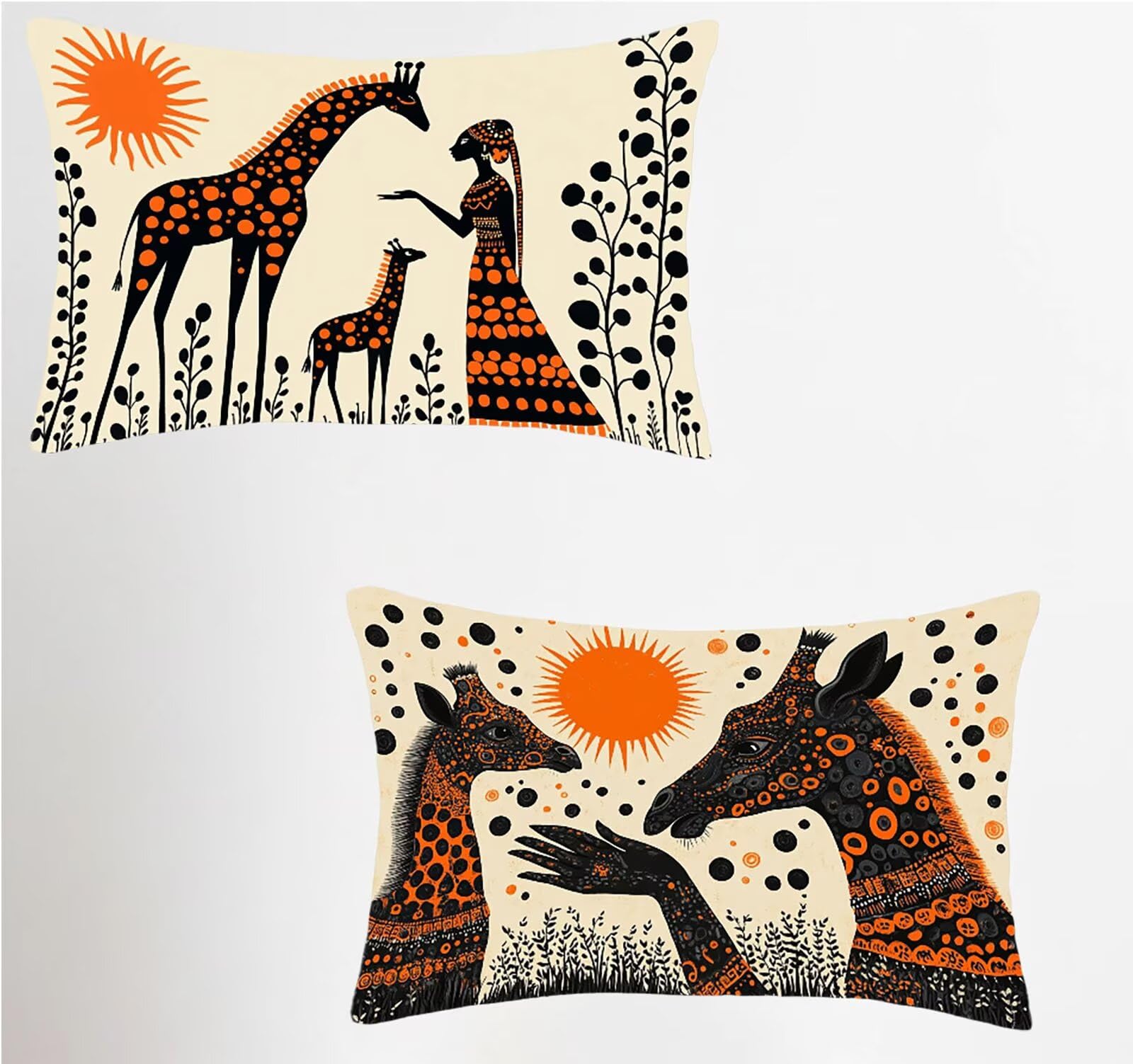Federe Cuscino 60x80 Set di 2, Crema Federe Cuscini Divano Lino, Rettangolari Copricuscini 60x80cm Con Cerniera Invisibile, Copricuscino per Camera Letto Casa Decorazioni Regalo, Astratto U-9089