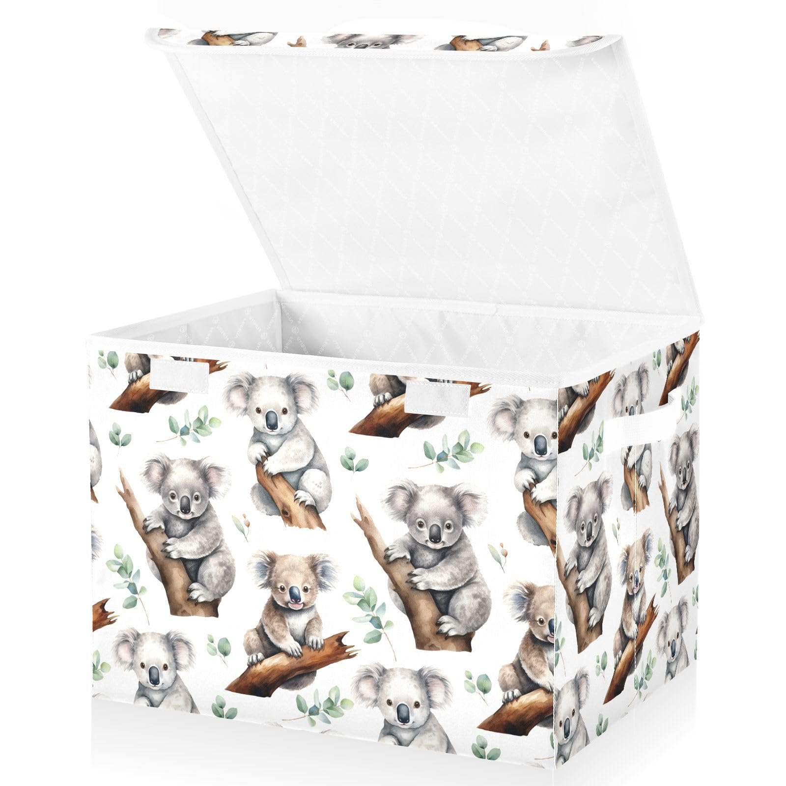 Mnsruu Storage Boxes with Lids, Watercolor Koala Branch Large Storage Basket Organizer Shelves Cube Bin Toy Clothes Underbed โ image 1