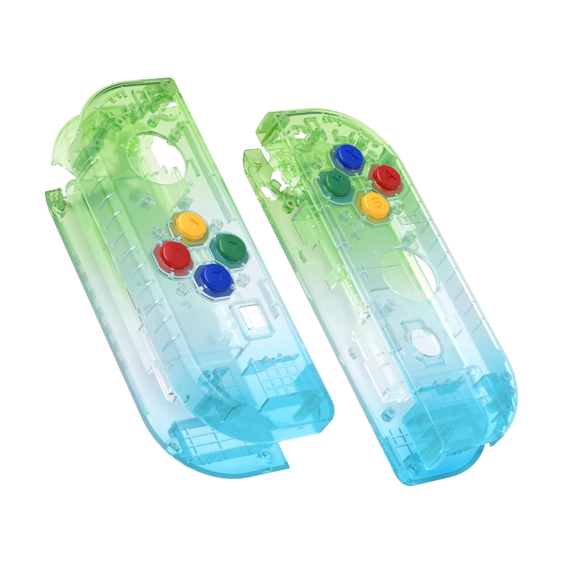 eXtremeRate Carcasa Transparente para Nintendo Switch & OLED Accesorios Funda de Agarre Shell Placa con Botones para Nintendo Switch Joycons OLED No Incluye Carcasa de Consola(Hielo Azul) — view 22