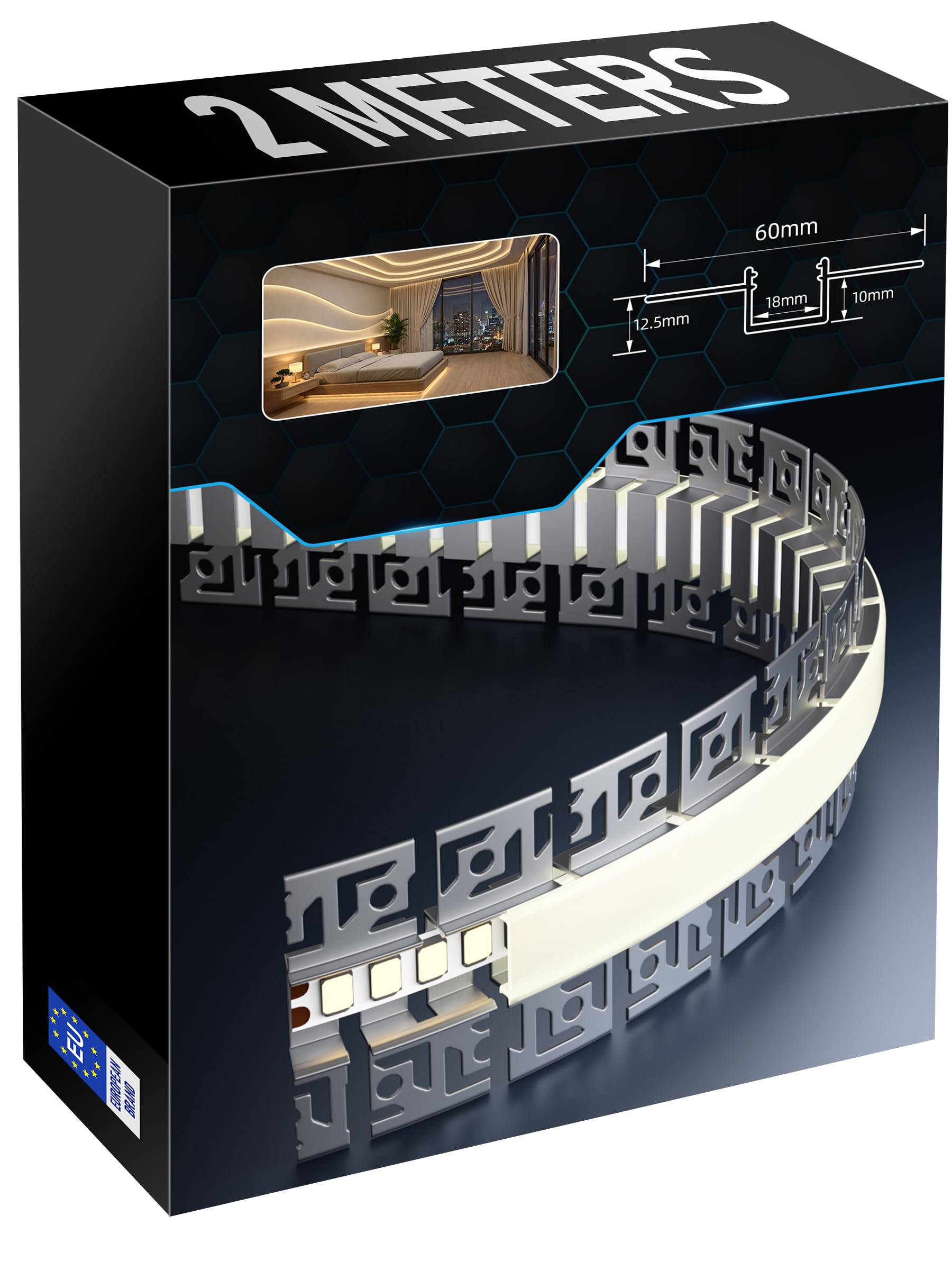 6 x elastyczny profil LED do suchej zabudowy 2 m – giętki aluminiowy profil montażowy do taśm LED do 18 mm, profil podtynkowy do sufitów i ścian, kreatywne krzywe, koła i kształty S