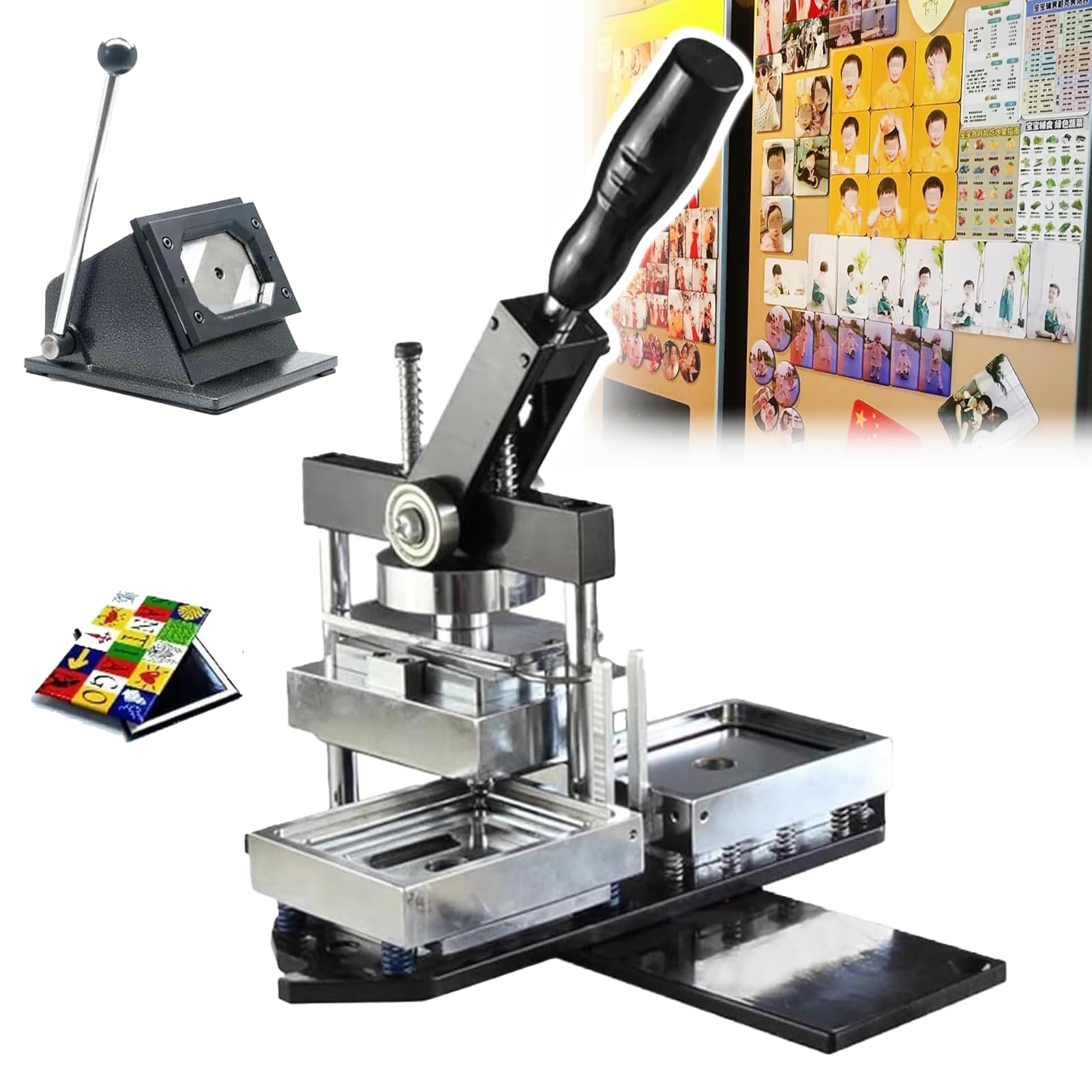 JYBNBBE 80 * 53mm90 * 65mm Fridge Magnets Badge Maker Machine with Paper Cutter DIY Photo Refrigerator Sticker Magnet,100pcs Materials