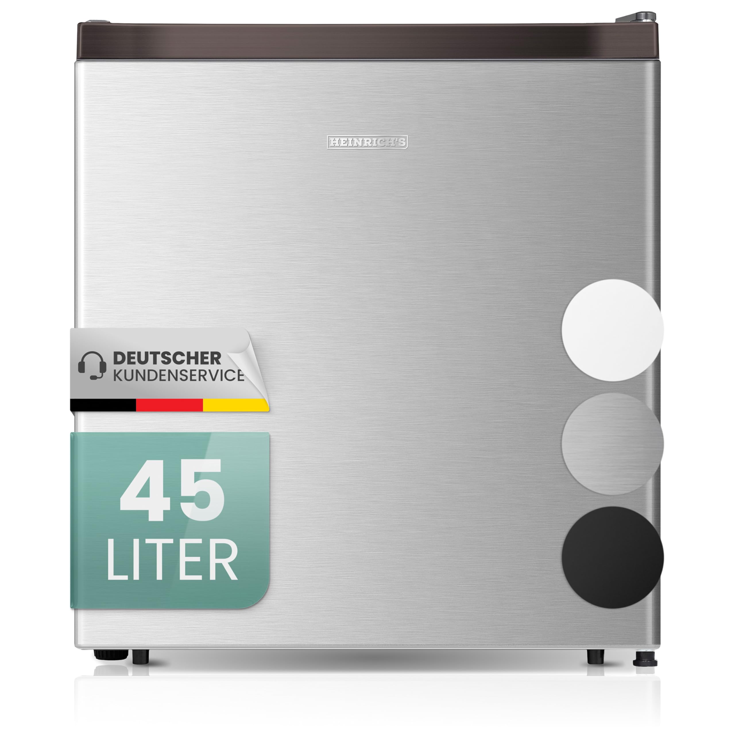 HEINRICHS Getränkekühlschrank 45L klein kompakt leise: 39db mit Kühlfach Mini-Bar; Tisch-Kühlschrank; Mini Kühlschrank mit separatem Kühlfach; perfekt geeignet für Büro Camping Garten Outdoor (Silber)