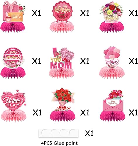 Miniatura 10 de Hzloyat 9 piezas de decoración para el día del padre, centro de mesa con estampado de panal de abeja, centro de mesa azul para cumpleaños del padre,