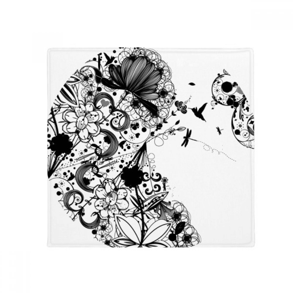 Tapis décoratif fleurs noir et blanc idée cadeau originale pour aménagement maison moderne