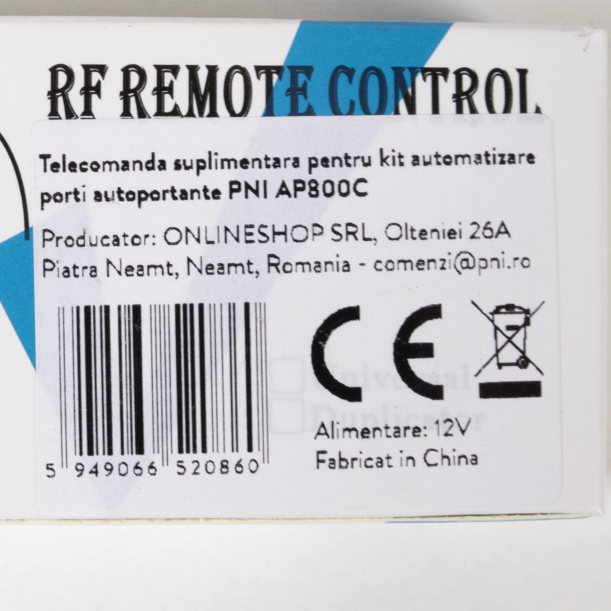 PNI Dodatkowy pilot zdalnego sterowania AP800C samonośny zestaw automatyzacji bramy i MAB300, MAB300LR Swing, srebrny