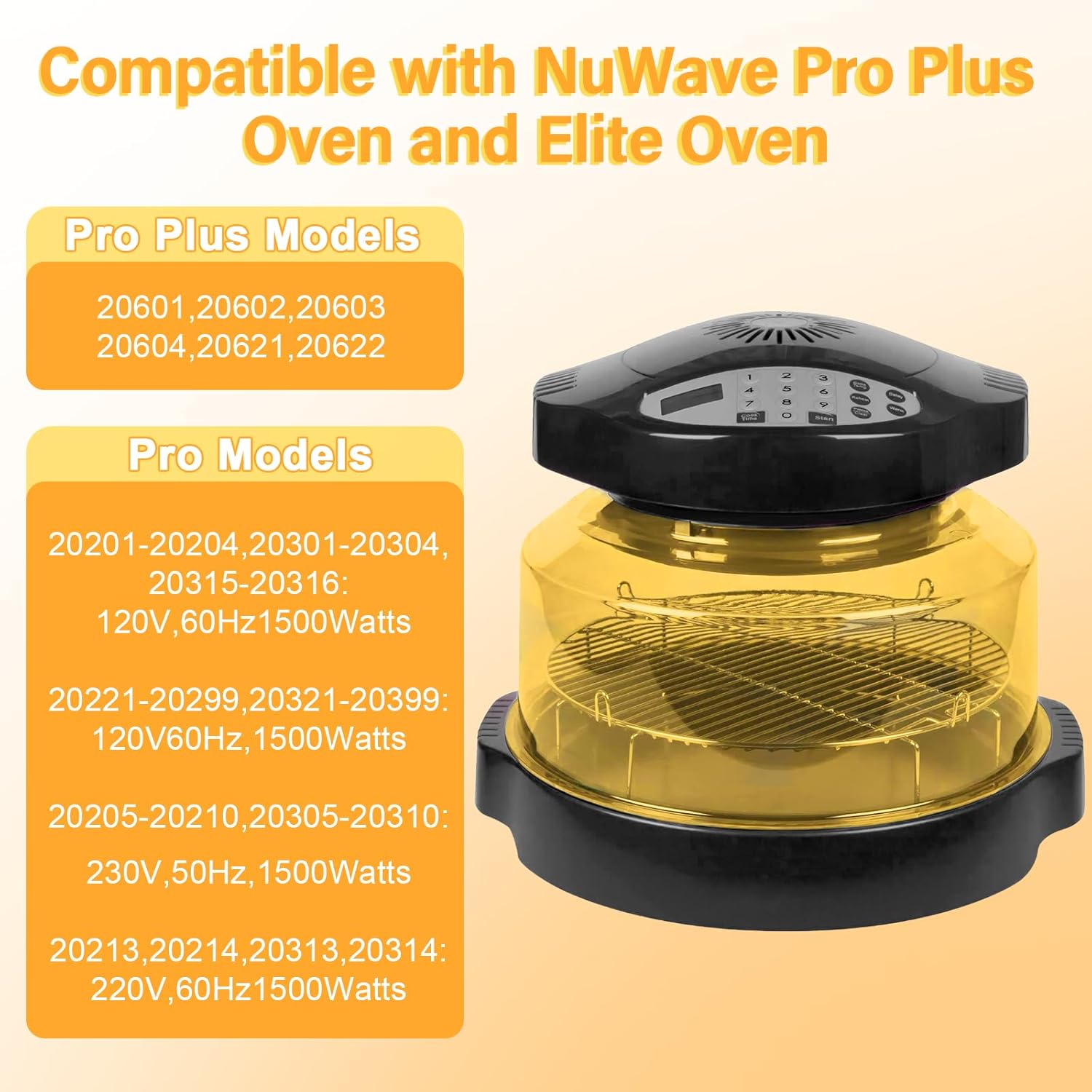 Upgraded Replacement Power Dome for Nuwave Ovens Pro Plus and Elite, Advanced Amber thermoplastic, Heat and Impact Resistant, Easy to Clean Oven Dome Replacements