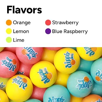 Chewing Bubble Gum Balls 1 Inch Gumballs with Dipping Dots Logo Candy Filled Center 1.3LB Vending Refill Baseball Double Bubble GumBall