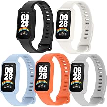 5 Pack Bands Compatible with Xiaomi Smart Band 9 Active/Redmi Smart Band 3,Silicone Sport Band for Women Men