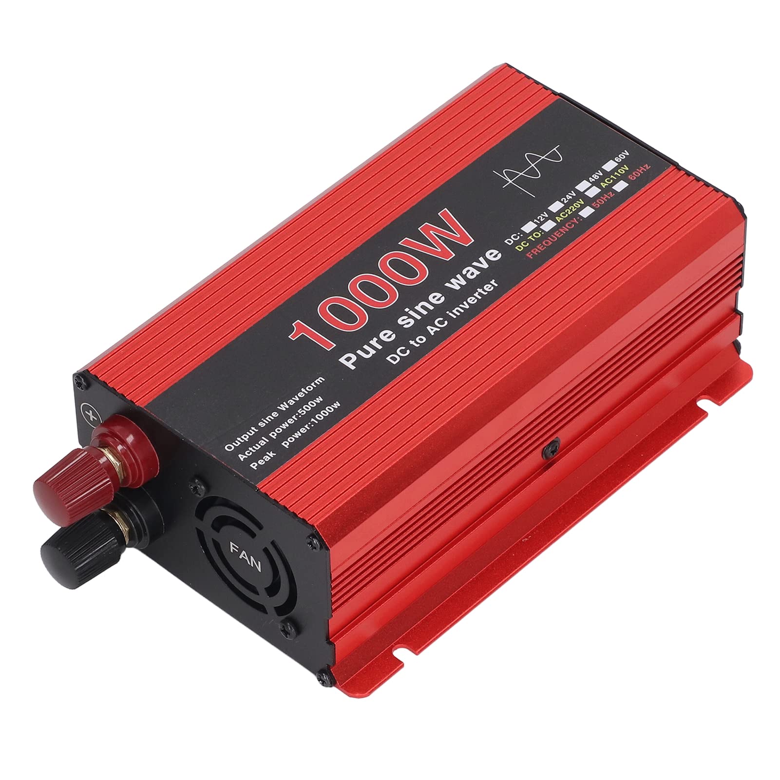 Inverter di potenza, convertitore di inverter per auto a onda sinusoidale pura Ventola incorporata 1000W DC 12V a AC 220V Ampia compatibilità per barca