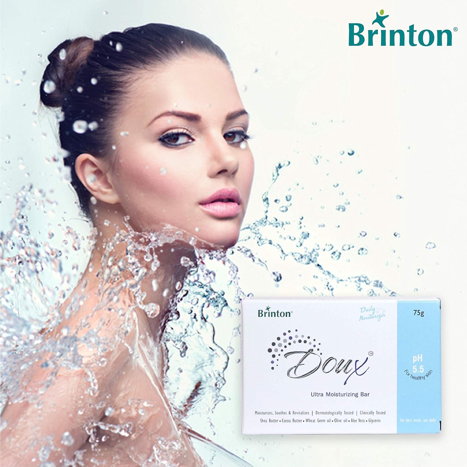 Brinton DOUX Daily Ultra Moisturizer Soap Bar with pH 5.5, 75g x pack of 2 2