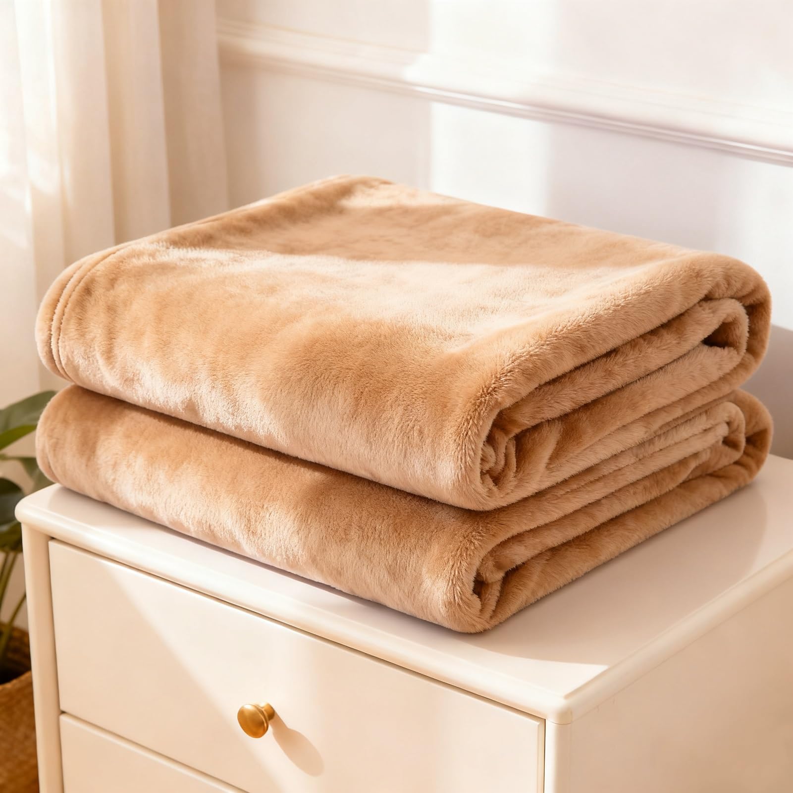 Mantas para Cama 90 x 180 cm Cálida y Mullida Manta Grande para Sofá para Todas Estaciones para Sofá, Cama, Viaje, Sala de Estar, Beige