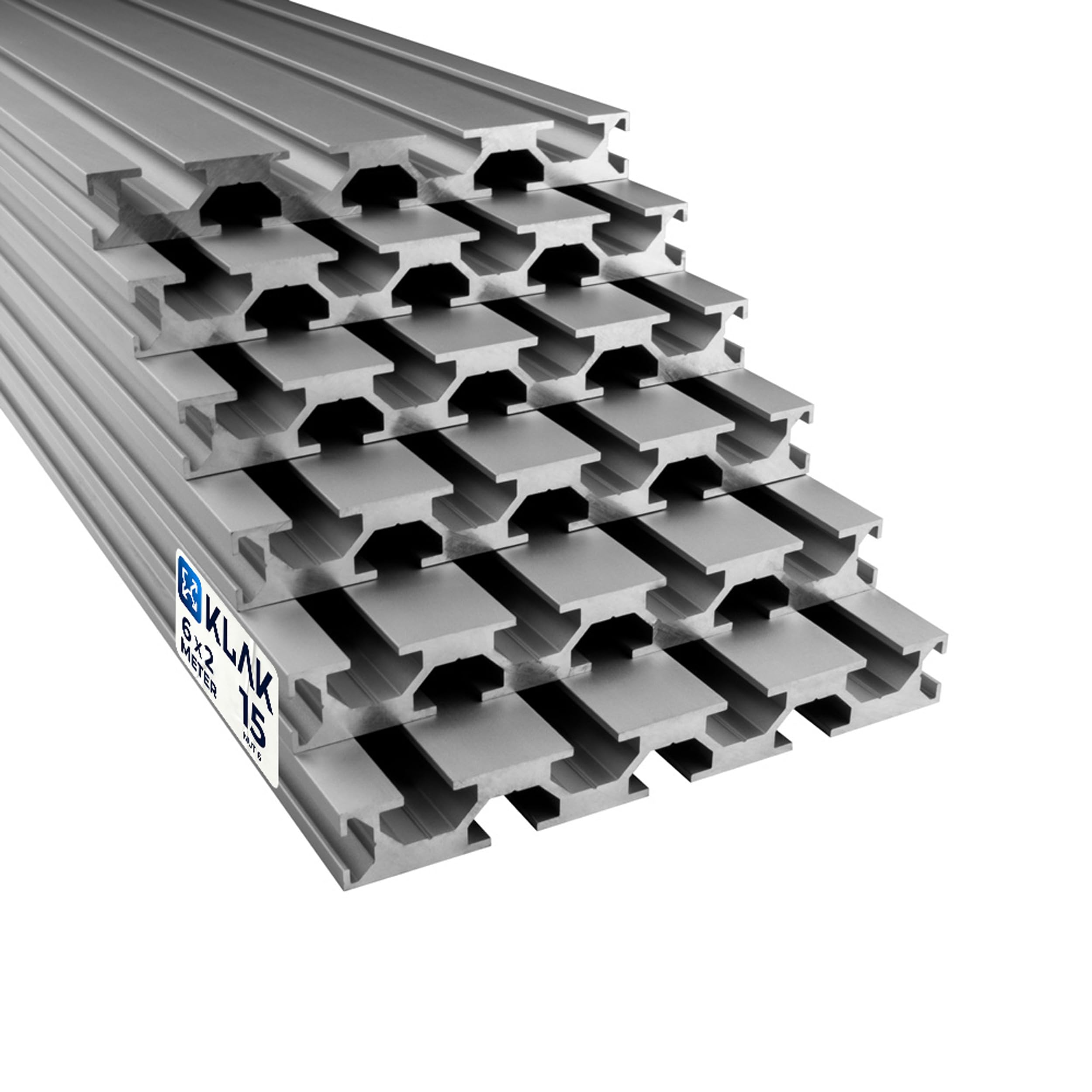 KLAK 15/120 - Aluprofil 6 Stück 15x120mm 2m System-, Montageprofil Nut 8 | Für Camperausbau, Anhänger & Möbelbau. Kompatibel mit Nut-8-Zubehör. Eloxiert, witterungsbeständig, 6 × 2 m = 12 m, silber