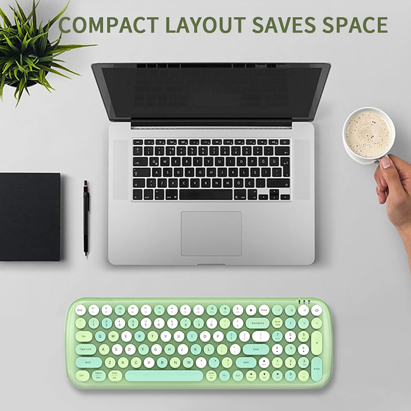 Wireless Keyboard,Bluetooth 5.1 Multi‑Device Keyboard, 100 keys 610m