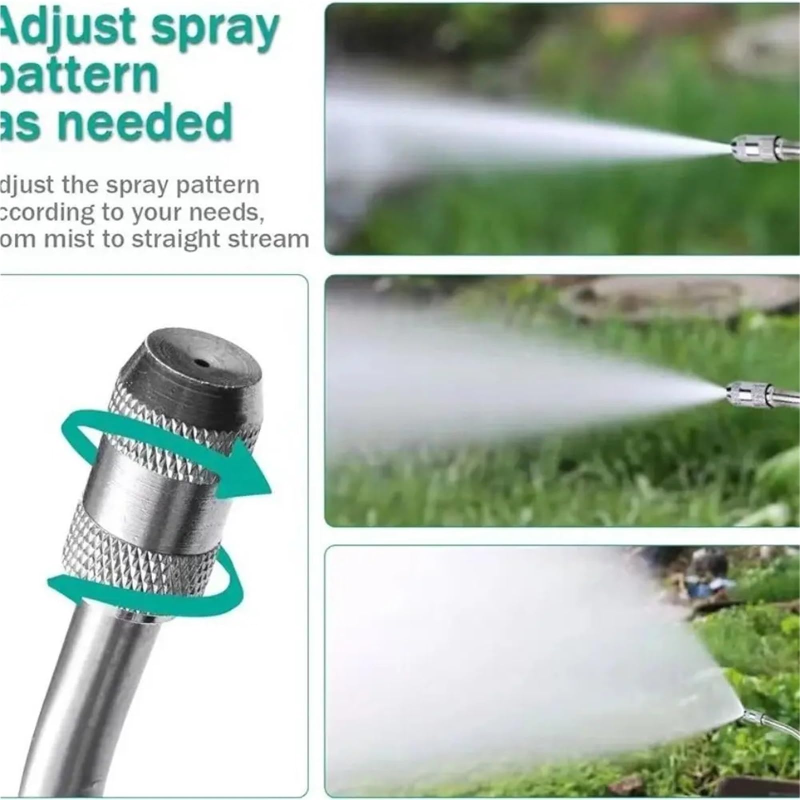 Pulverizador de Boquilla Larga for el hogar, Varilla extensión, Columna Agua, Modo Niebla, Cabezal pulverización, telescópico Ajustable Acero Inoxidable Adecuado para Jardines y azoteas