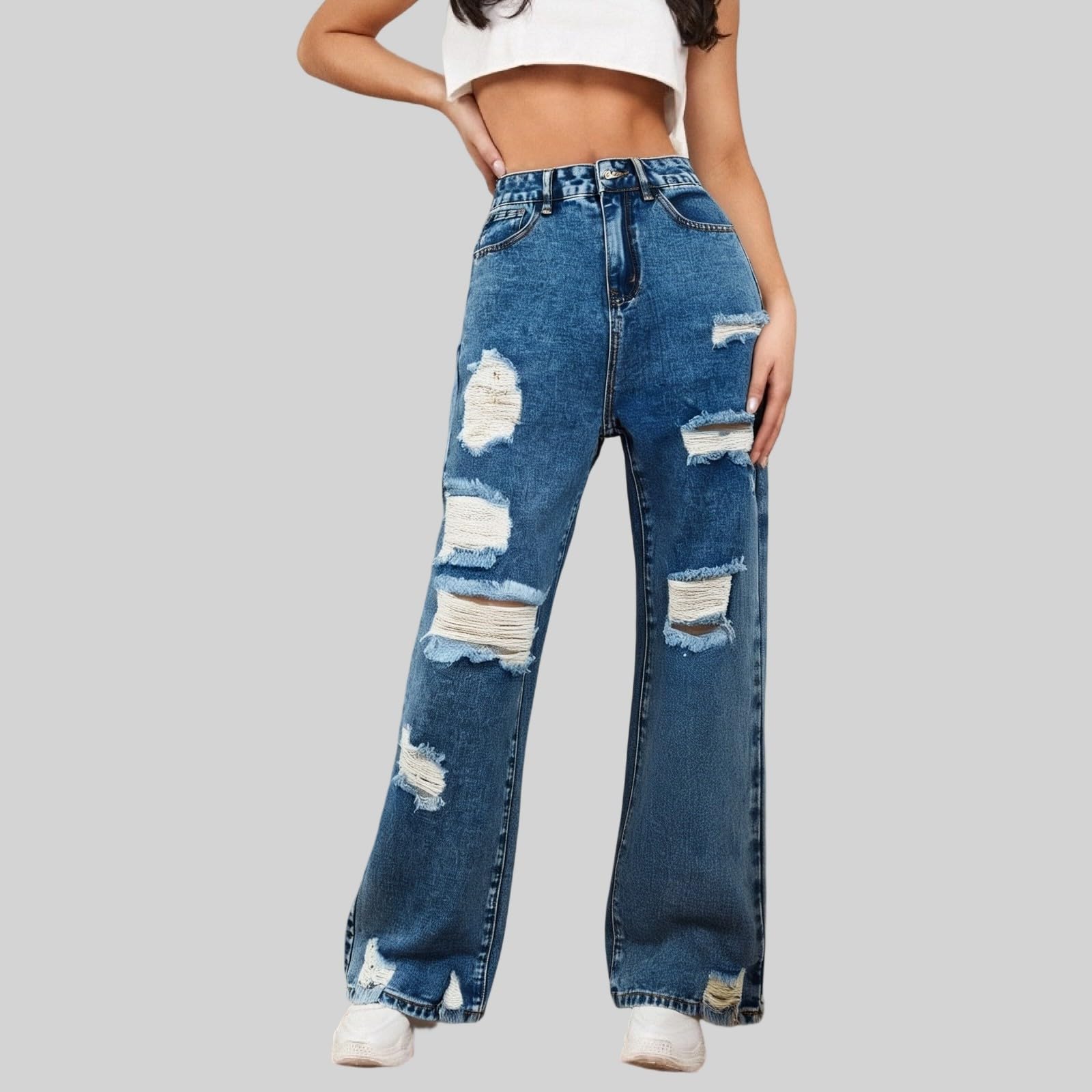 Vaqueros Mujer Acampanados Elásticos Bolsillos Pantalones Anchos Bootcut Bolsillo Deportes Campana Elefante Rectos de Cintura Alta para Desgastados y Ideales Viajes Baile Callejero con Comodidad