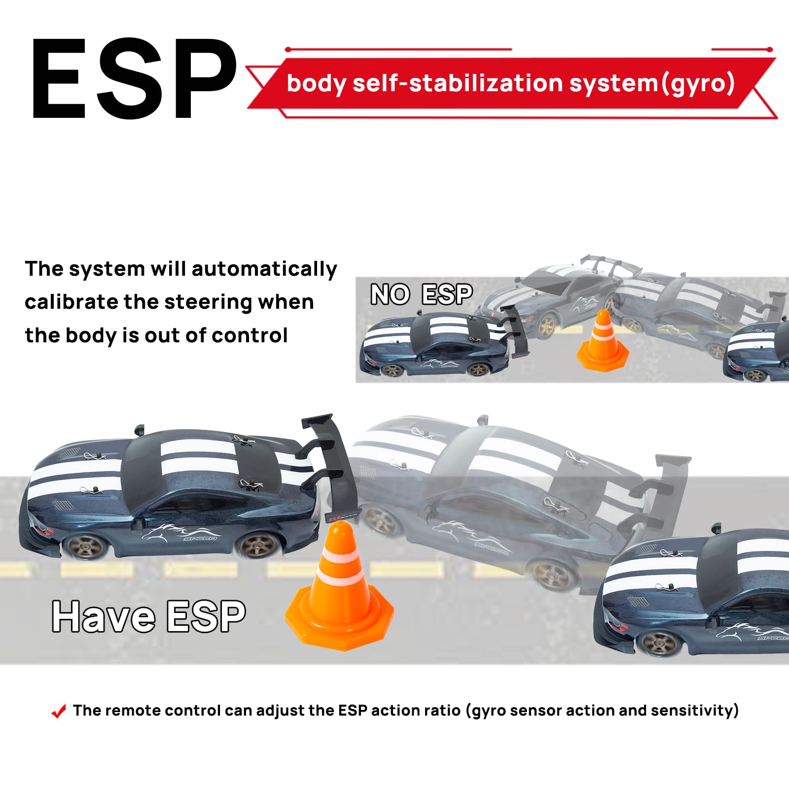 BORSTOYPRO Macchina Telecomandata, 1:14 Professionale Macchina Telecomando de Drift con Sterzo Proporzionale e Acceleratore 4WD GT Drift RC Macchine Auto Car per adulti bambini