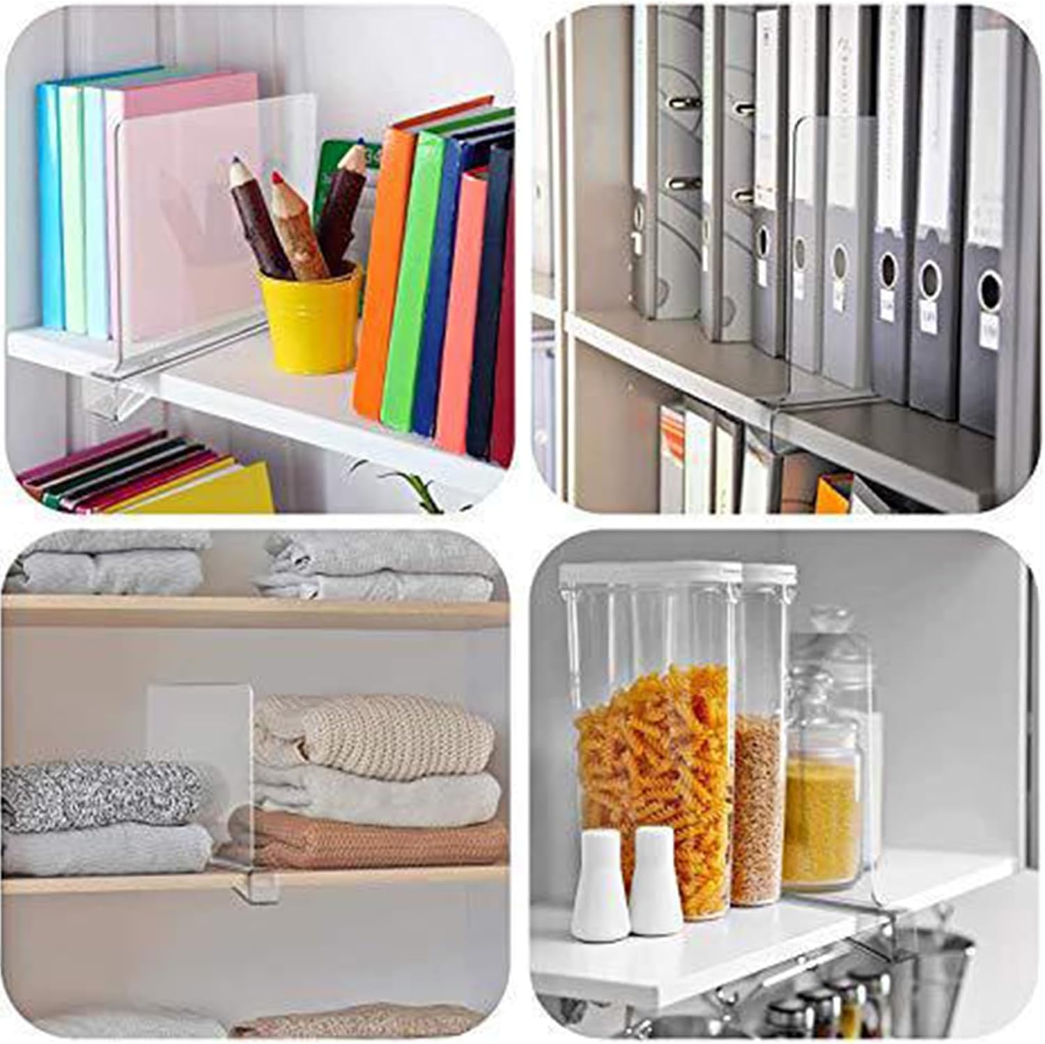2/4/6 PCS Fitted Shelf Dividers, Transparent Stable Closet Organization Classification Partitions Closet Organizer for Home Wood Shelf and Cabinets Closet Storage Separator 6pcs