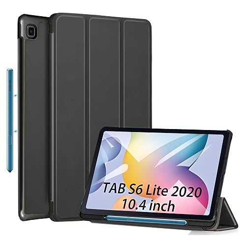 ProElite Smart Flip case Cover for Samsung Galaxy Tab S6 Lite 10.4 Inch 2024 SM-P610/P615 with S Pen Holder (Also Supports S Pen Magnetic Attachment), Black