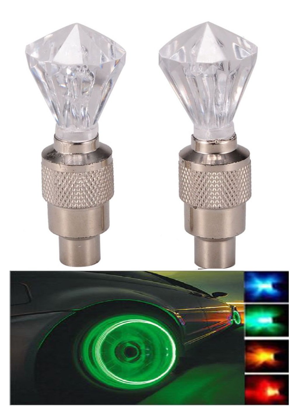 Diamond Shape Car Tyre LED Light with Motion Sensor Multicolor Red, Blue and Green Set of 2 for RayZR-picture-13