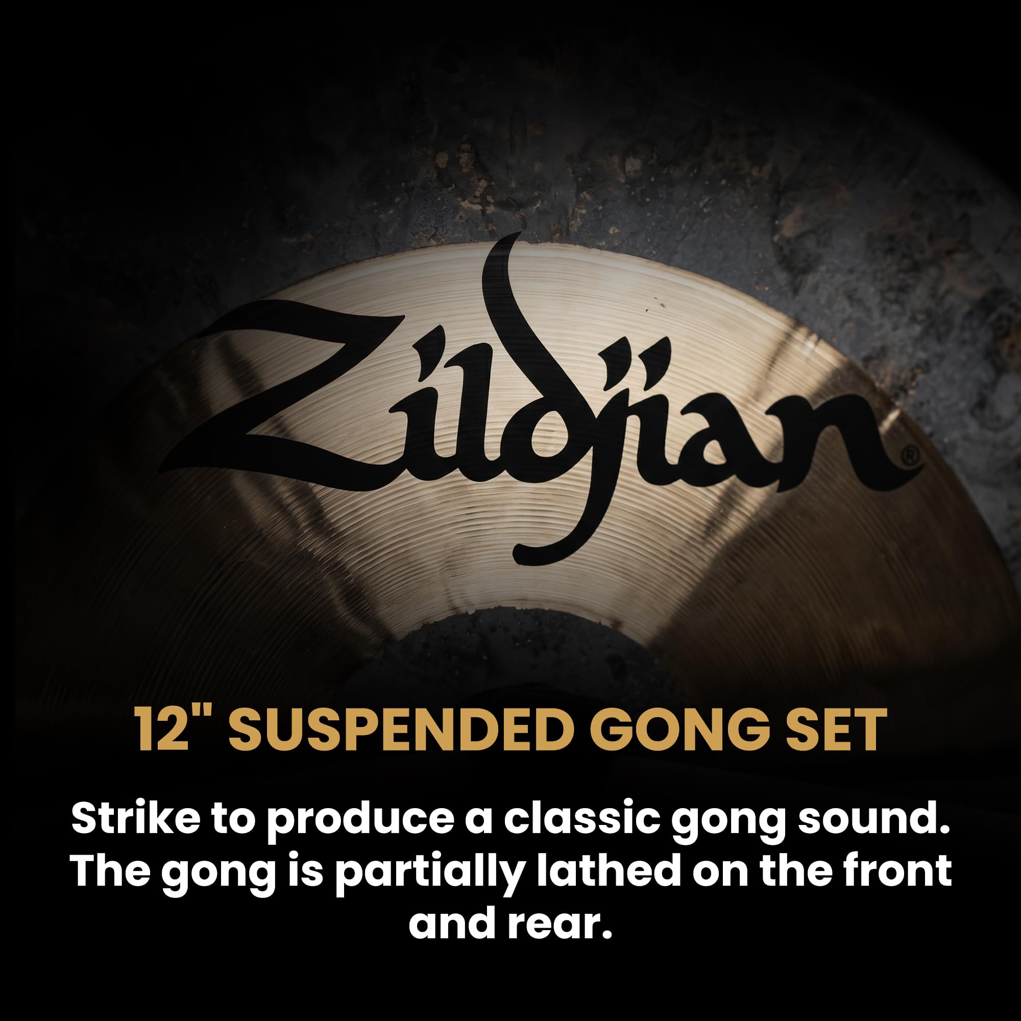 Zildjian - 12" Table-top Gong and Stand Set Gold/Grau