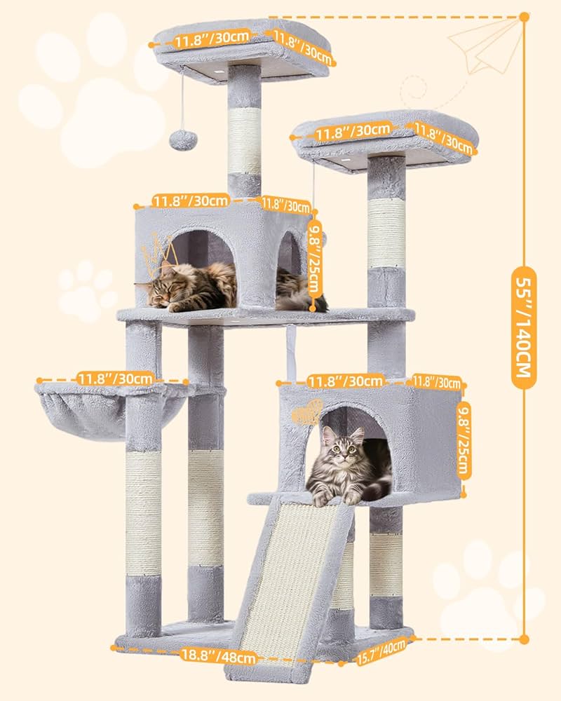 Amazon.com : Taoqimiao 56.3-Inch Cat Tree, Cat Tower with