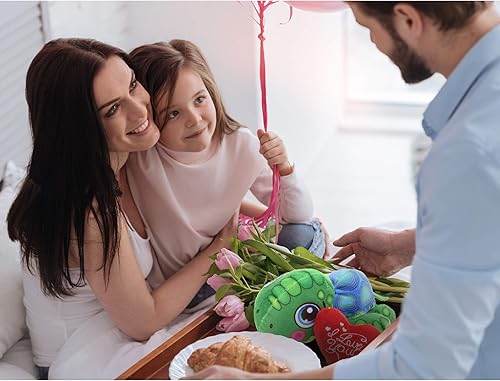 Miniatura 7 de DolliBu I Love You Valentine - Peluche de tortuga marina de San Valentín, lindo animal de peluche con corazón rojo y nombre, regalo personalizado