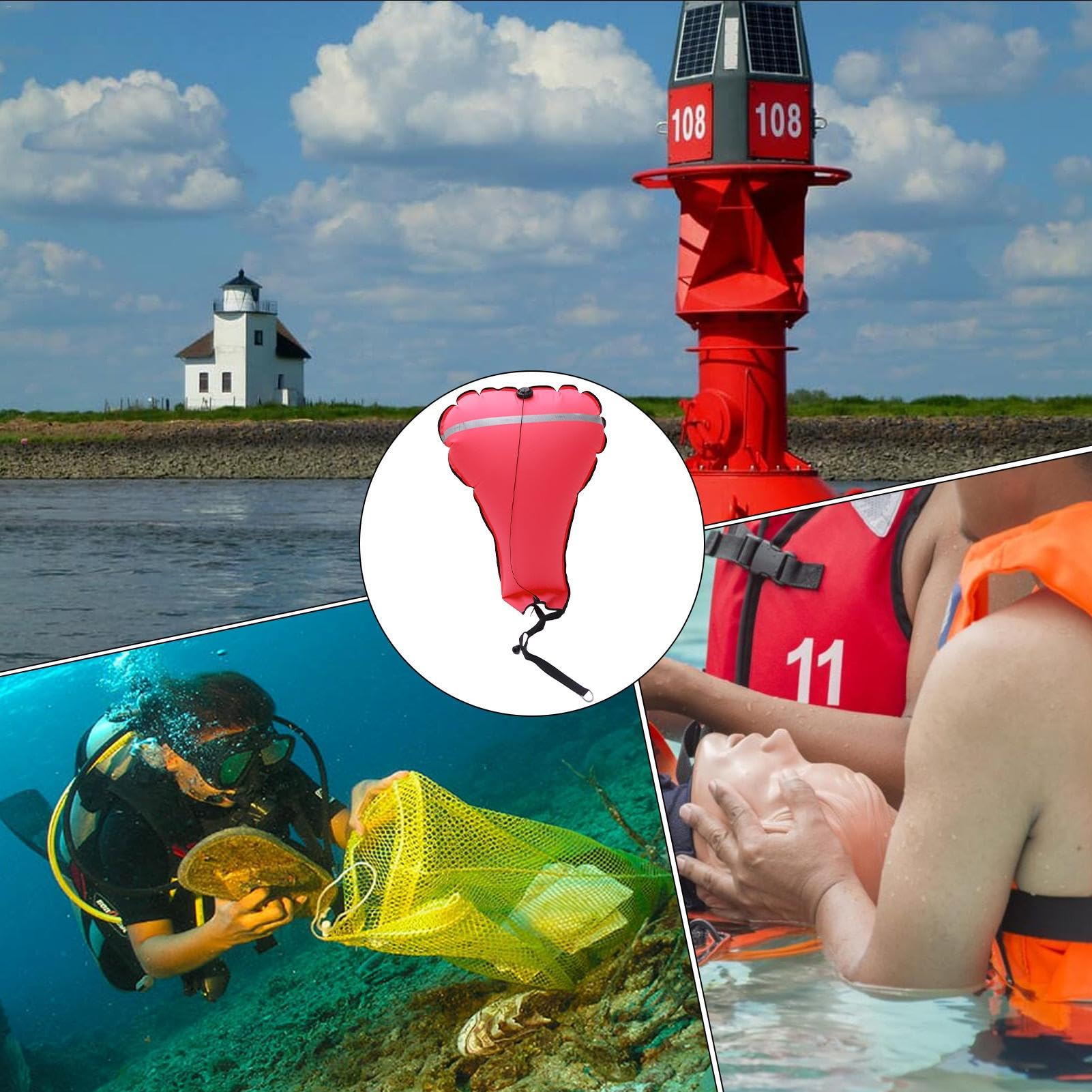 Sacs de levage de plongée | Équipement de sécurité de plongée haute visibilité | Sac de levage de grande capacité pour plongée sous-marine
