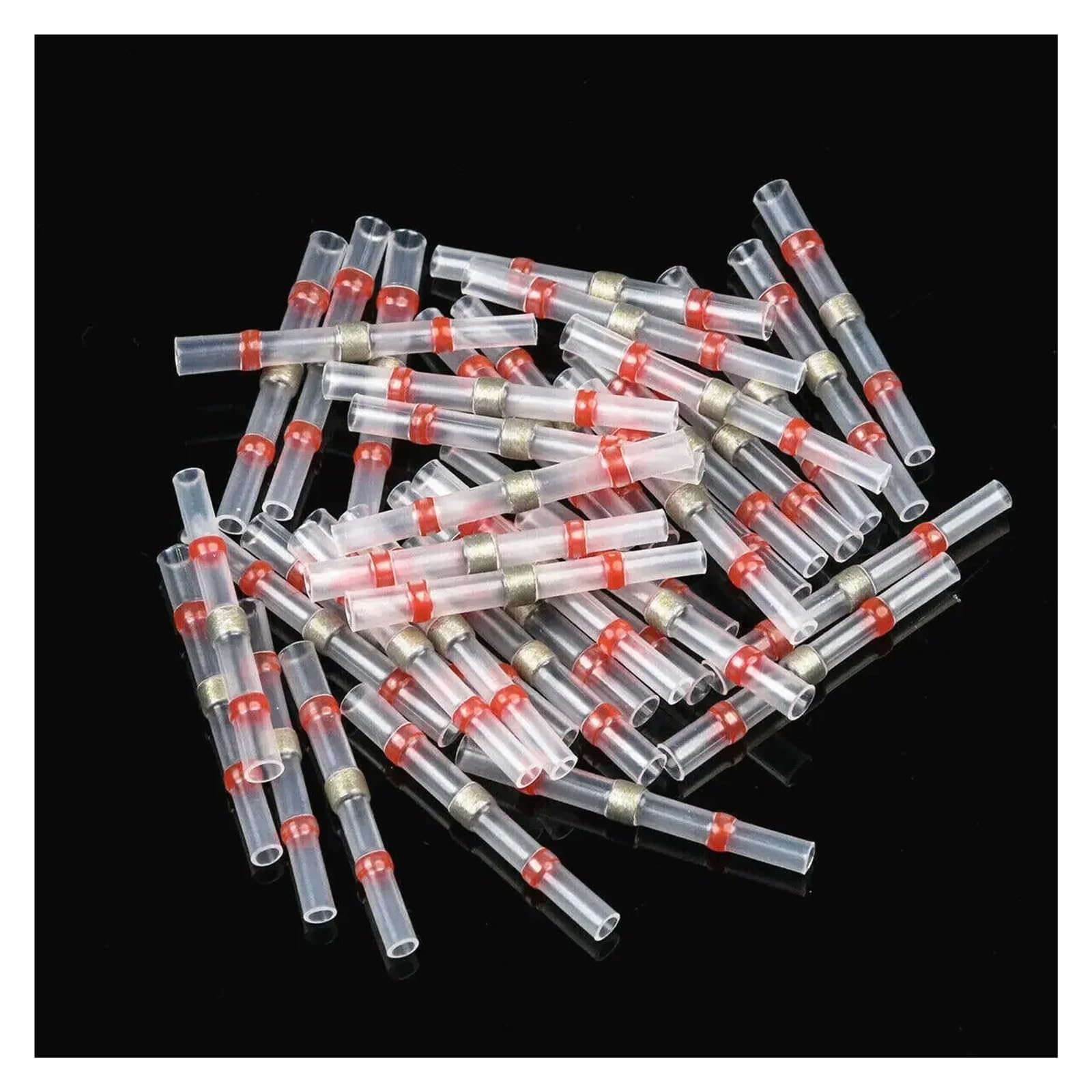 Terminales de Empalme de Manguito de Soldadura a Prueba de Agua, 100/500/1000 Unidades, Conectores termorretráctiles de Cobre for Cables eléctricos, AWG22-18, Color Rojo(1000PCS)