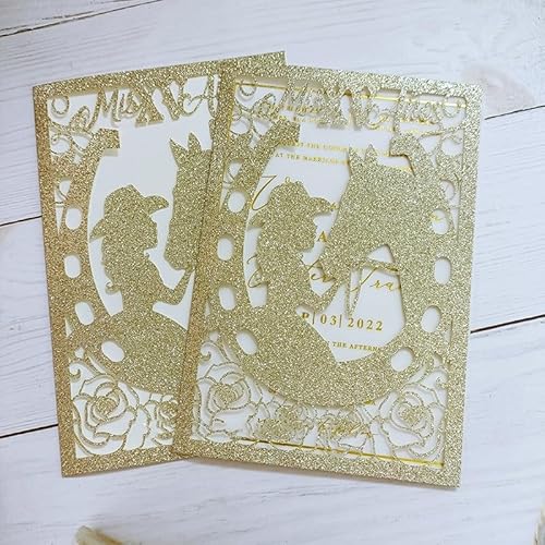 Cylallen 50pc Glitter Paper Quinceanera Invitation Sweet Sixteen Party Invitation