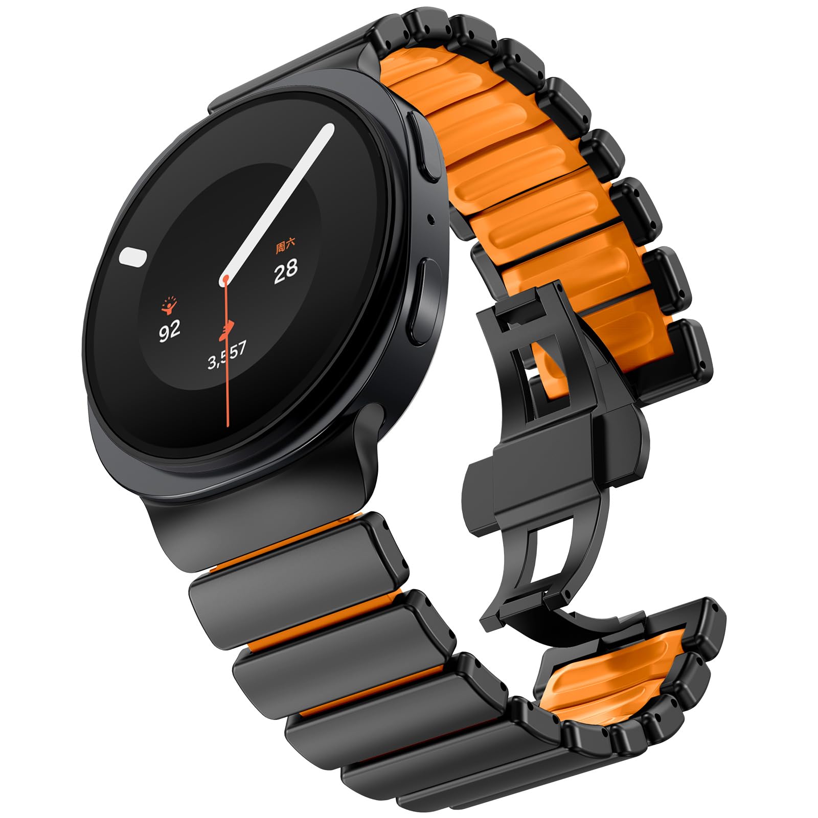 WINGLE Bracelets en acier inoxydable pour Galaxy Watch 9/8/8 Classic Band Samsung Galaxy Watch 9 bandes 44 mm 40 mm 46 mm pour homme bracelet de luxe en acier inoxydable silicone double couche