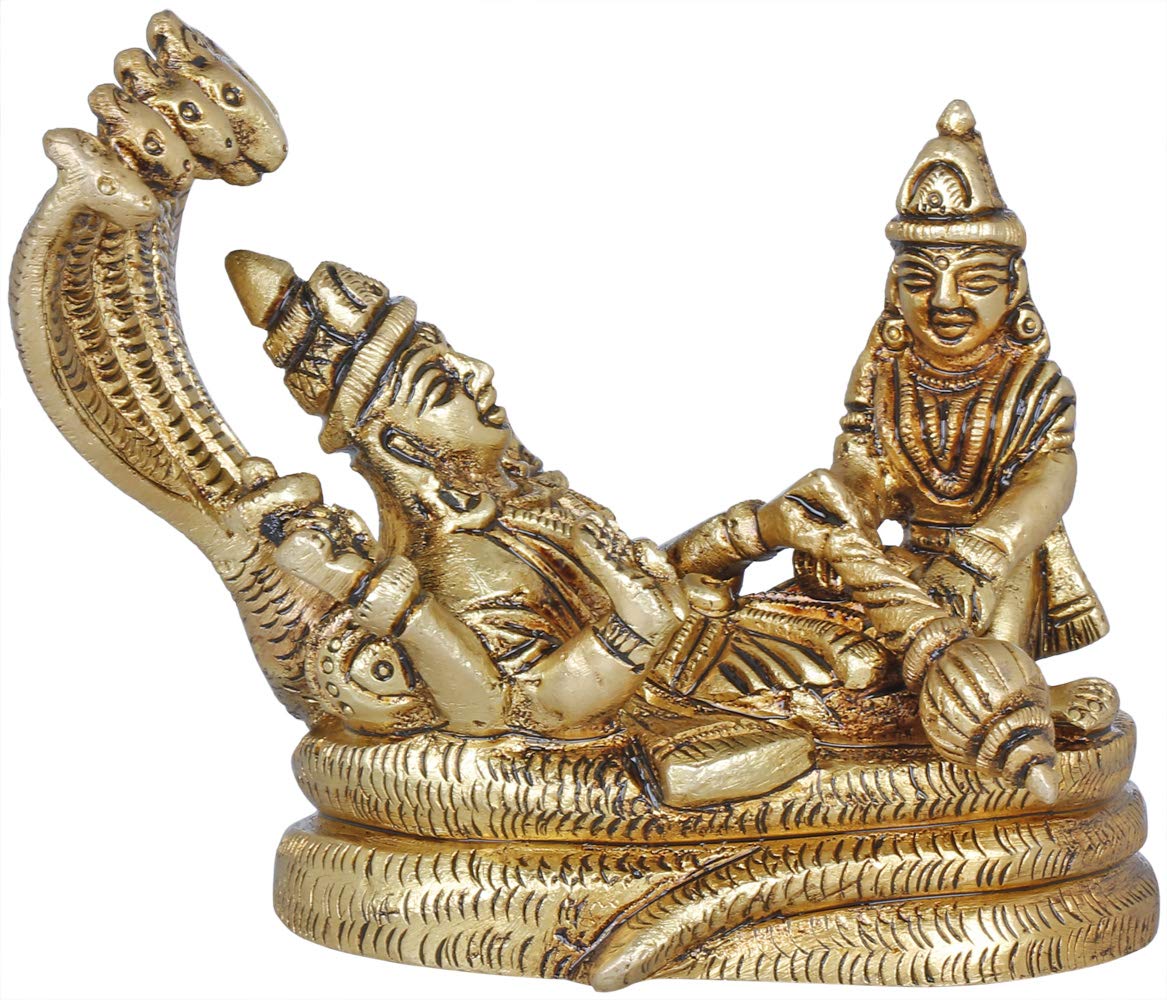 Vishnu Statue en Laiton Sheshashayi Exotic India Sculpture Maison