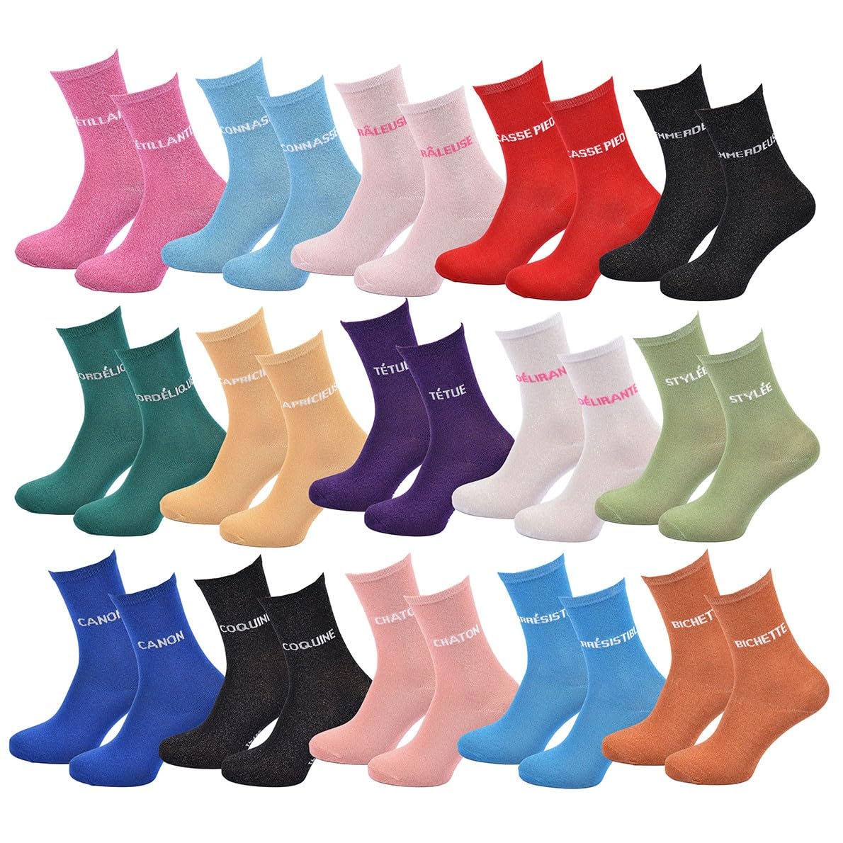 OZABI Chaussettes Femme Lurex – Taille 36/41 – Effet brillant & pailleté – Message humoristique – Cadeau original & cocooning – Idée Saint-Valentin ou Anniversaire