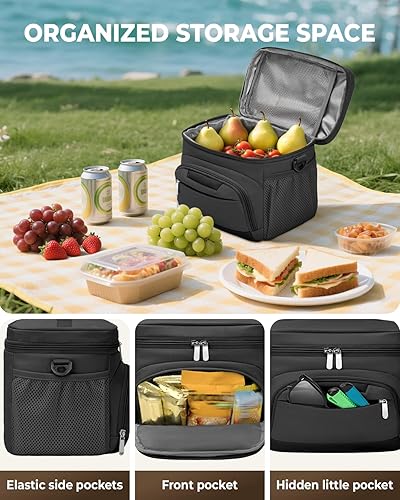Miniatura 5 de Lonchera térmica para mujereshombres, lonchera a prueba de fugas con correa ajustable para el hombro para adultos, bolsa de mano suave y fresca para